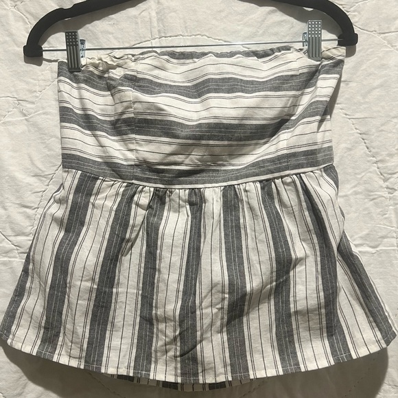 Socialite Large White And Gray TUBE Camisole Strapless Women's Top - Picture 2 of 8